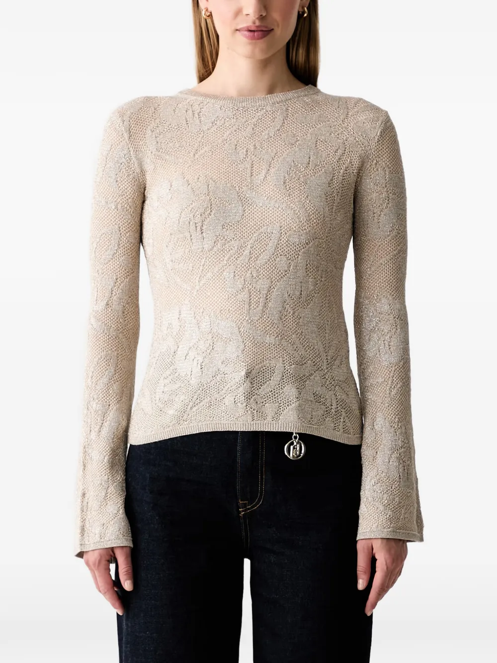 LIU JO floral-jacquard sweater - Toni neutri