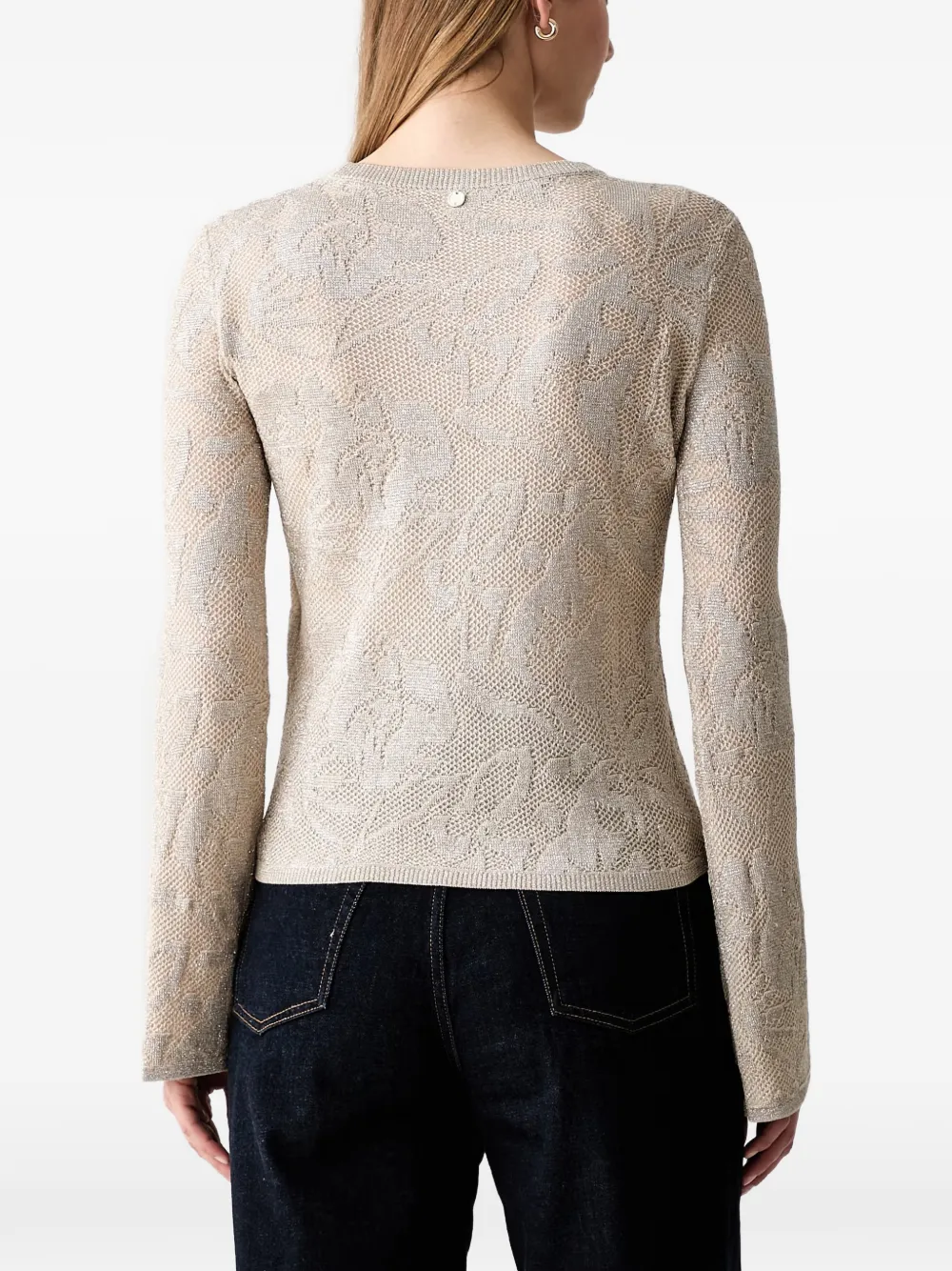 LIU JO Trui met bloemjacquard Beige