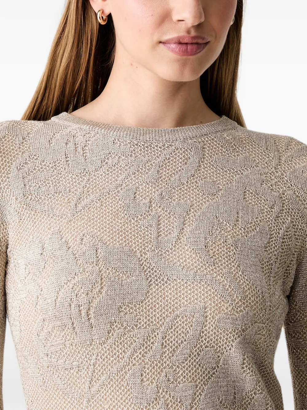 LIU JO Trui met bloemjacquard Beige