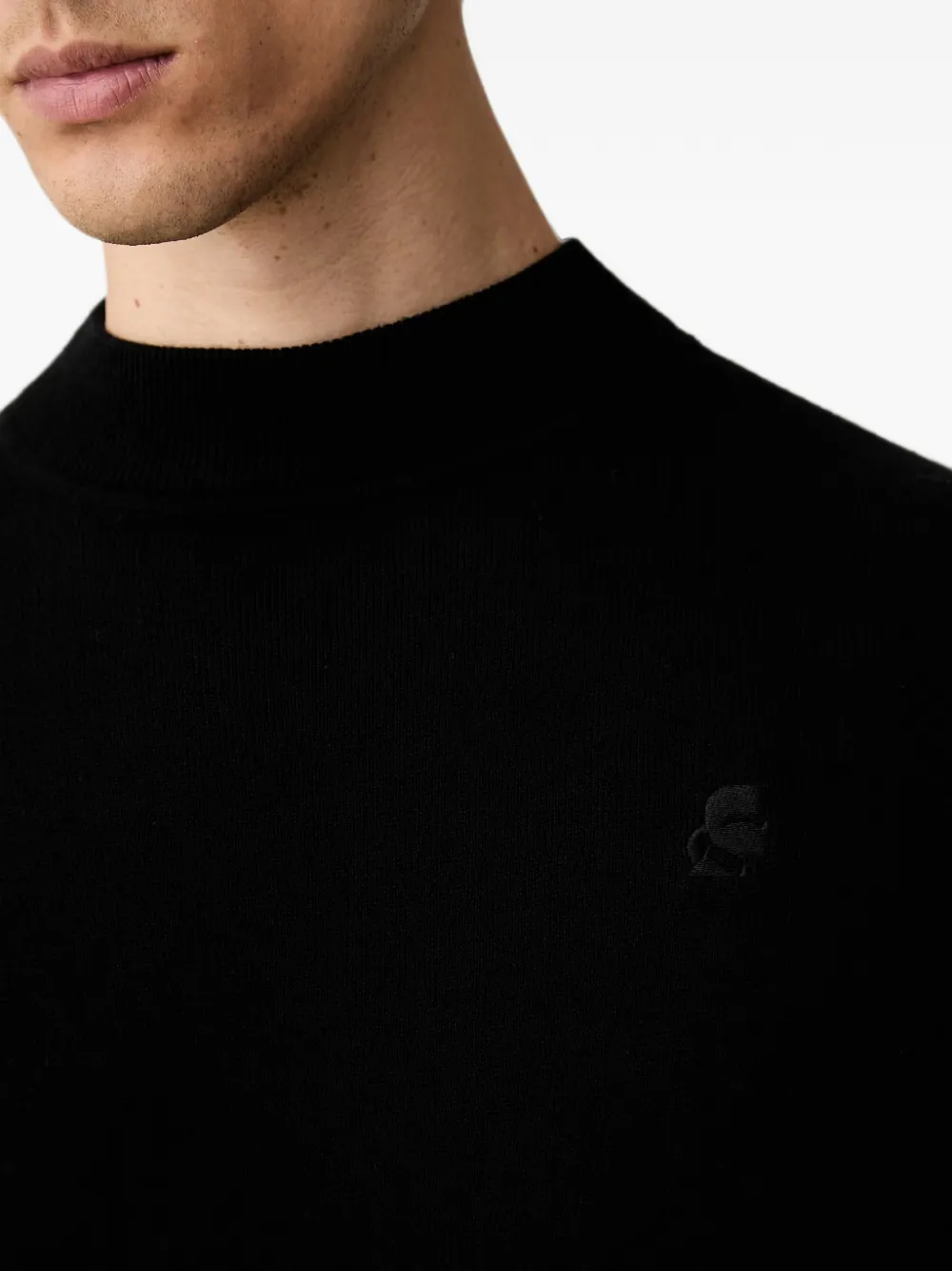 Karl Lagerfeld Trui met hoge hals en geborduurd logo Zwart