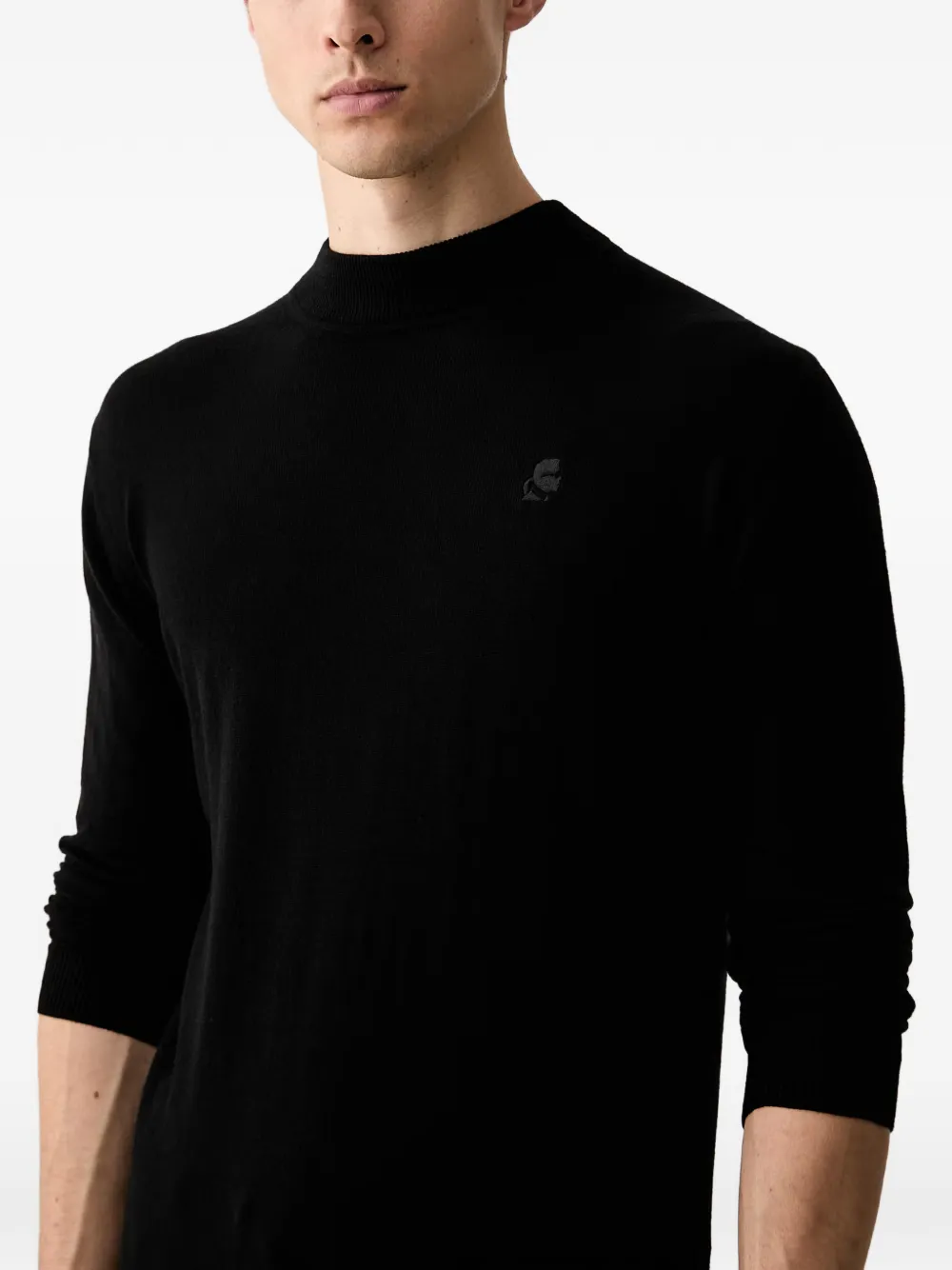 Karl Lagerfeld Trui met hoge hals en geborduurd logo Zwart