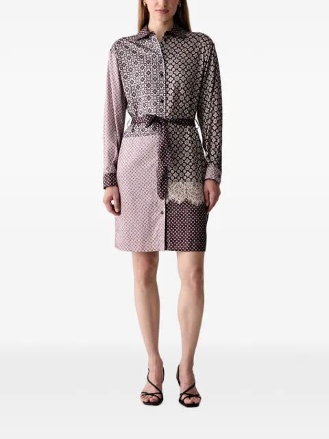 LIU JO geometric-print lace-trim shirt dress