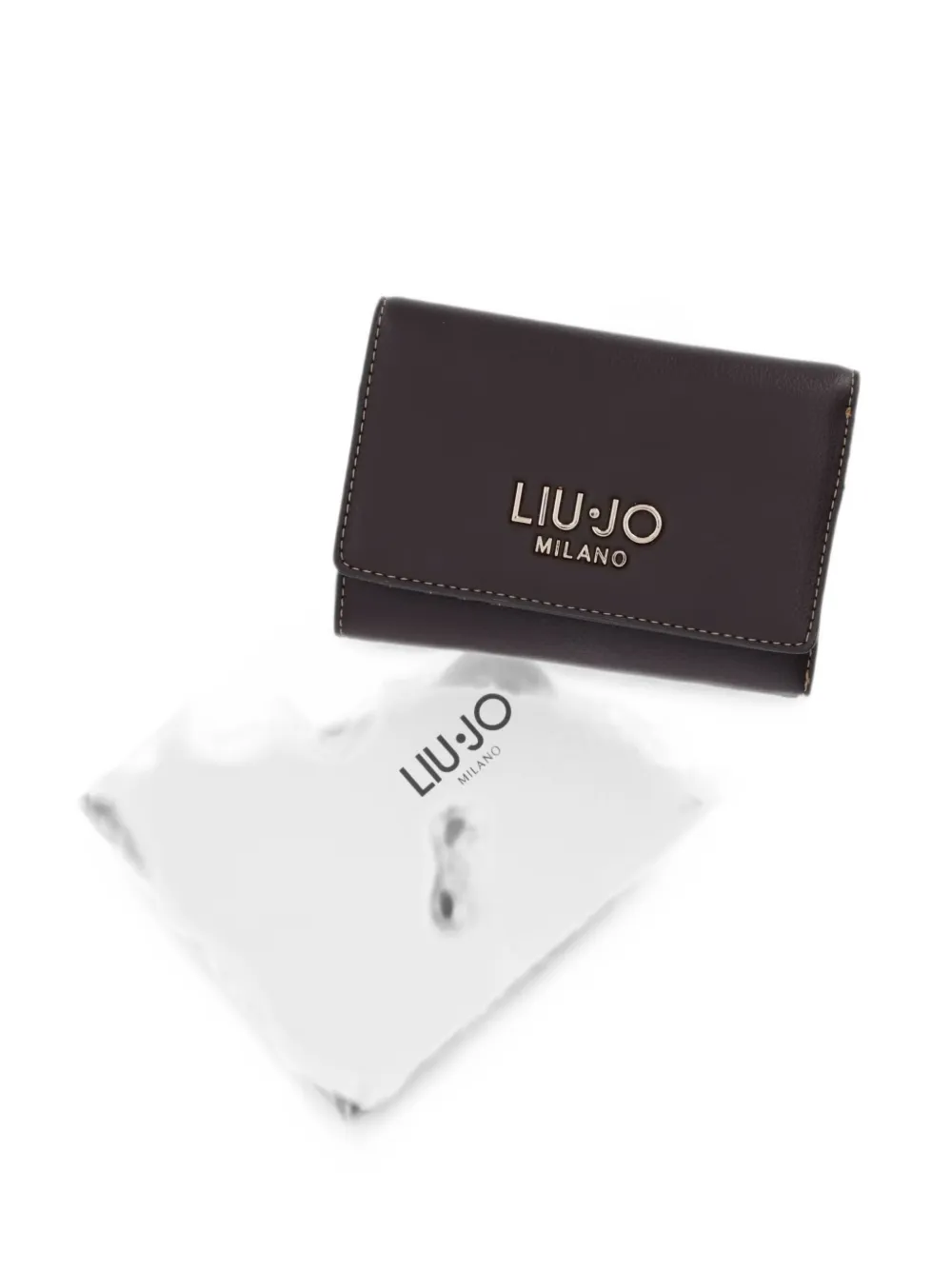 LIU JO Portemonnee met logo-plakkaat en stiksels Bruin