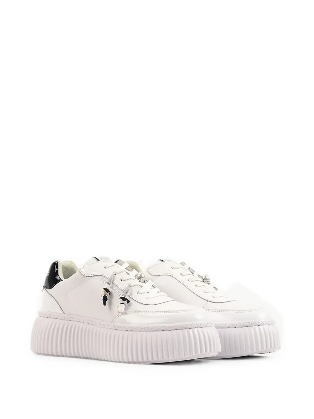 Karl Lagerfeld pearl-embellished platform sneakers Wit