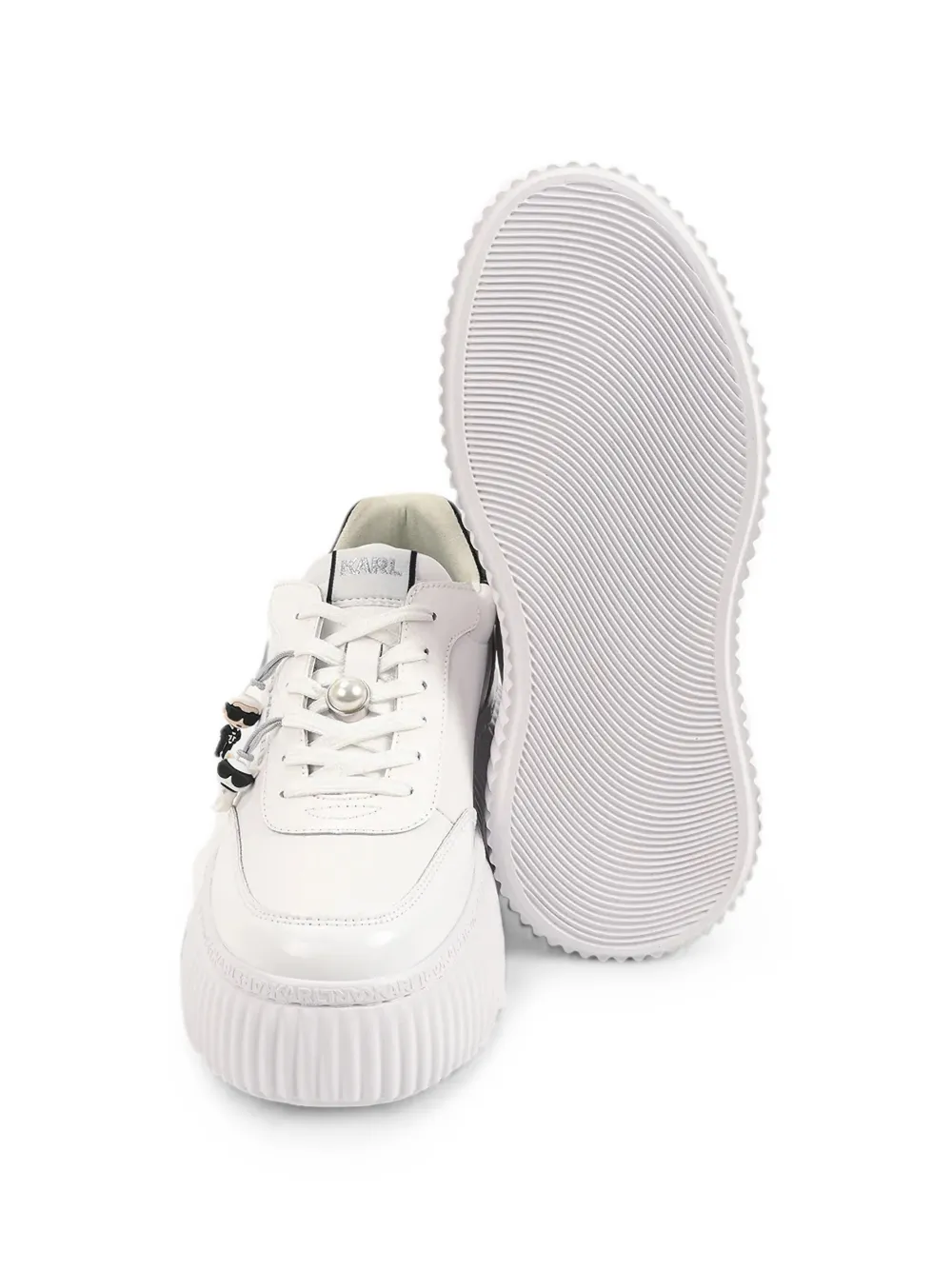 Karl Lagerfeld pearl-embellished platform sneakers Wit