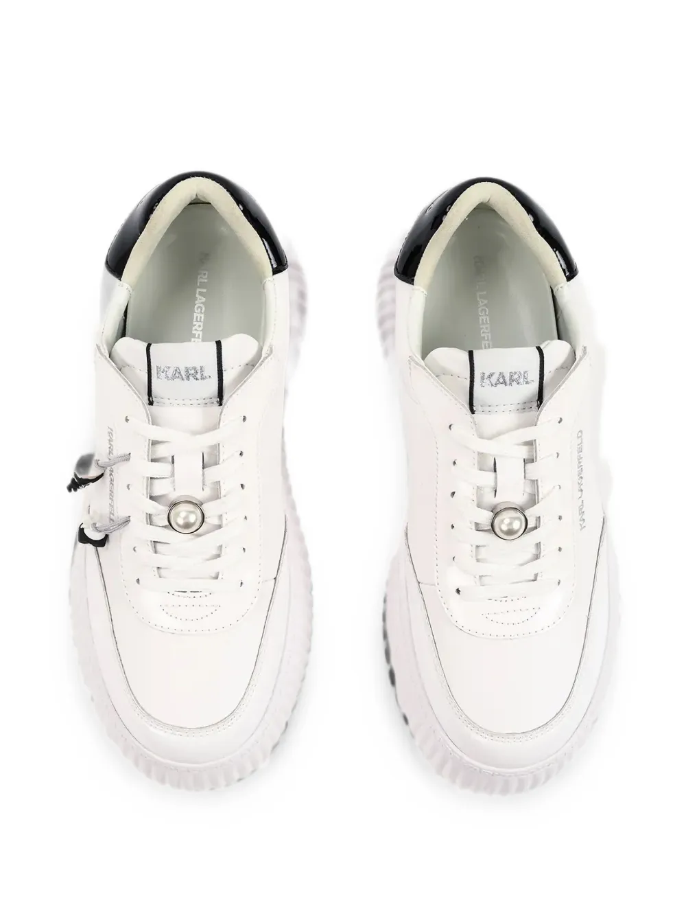 Karl Lagerfeld pearl-embellished platform sneakers Wit