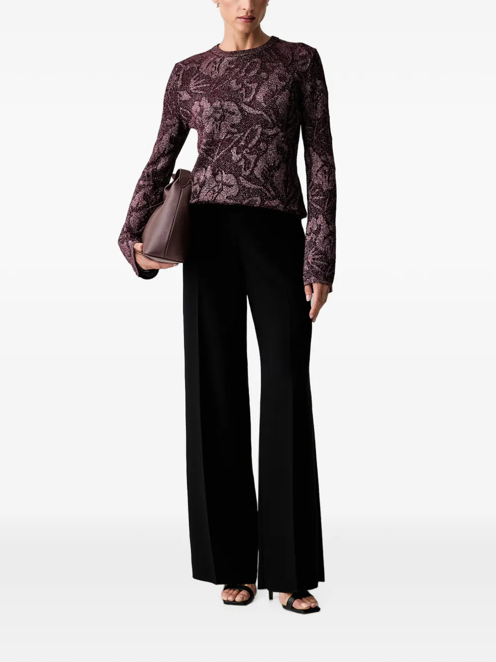 LIU JO Trui met bloemen-jacquard en lamé Paars