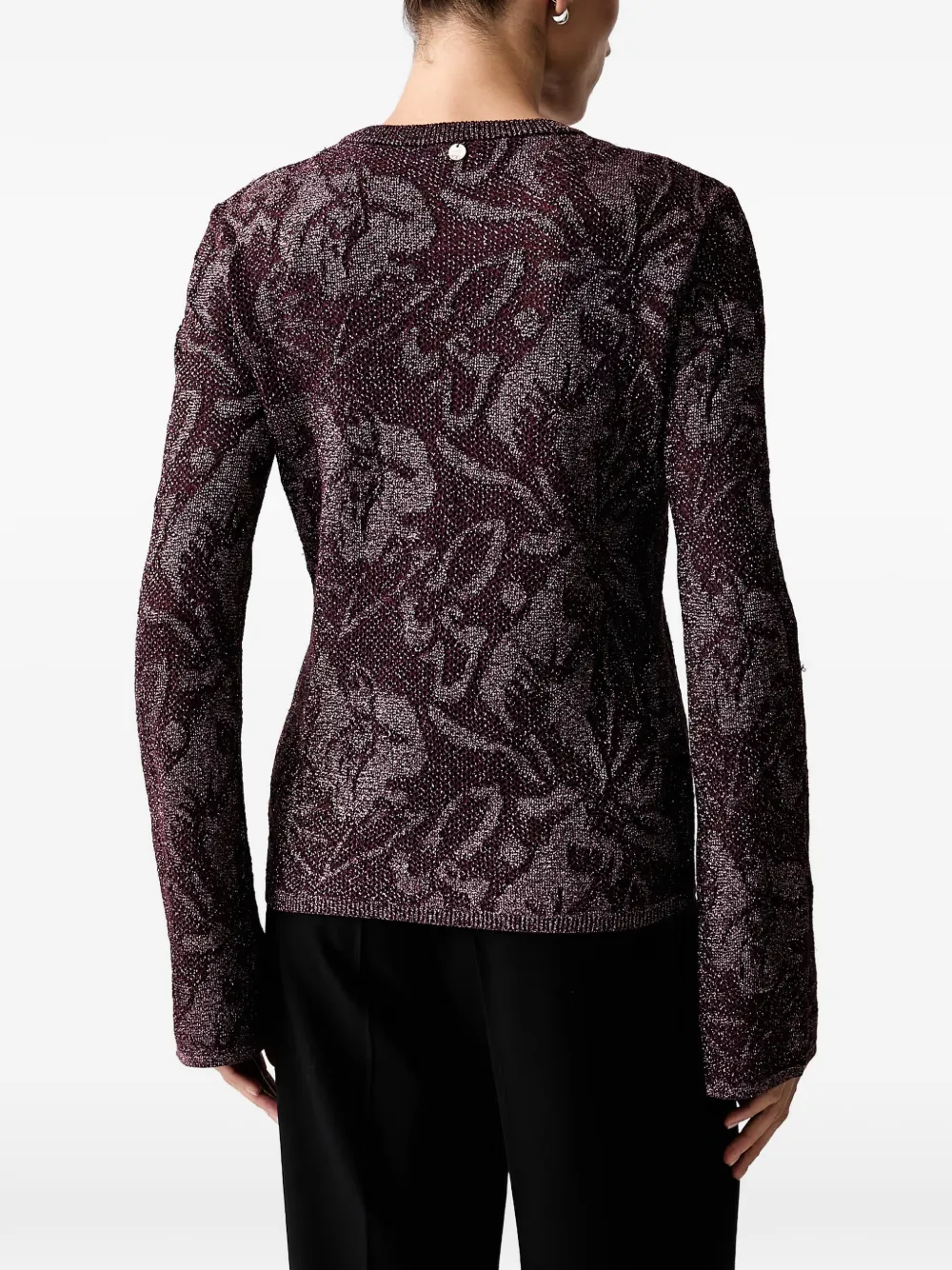 LIU JO Trui met bloemen-jacquard en lamé Paars