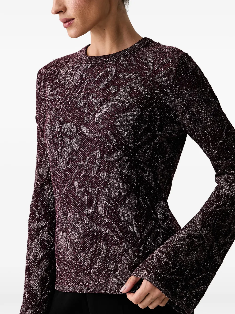 LIU JO Trui met bloemen-jacquard en lamé Paars