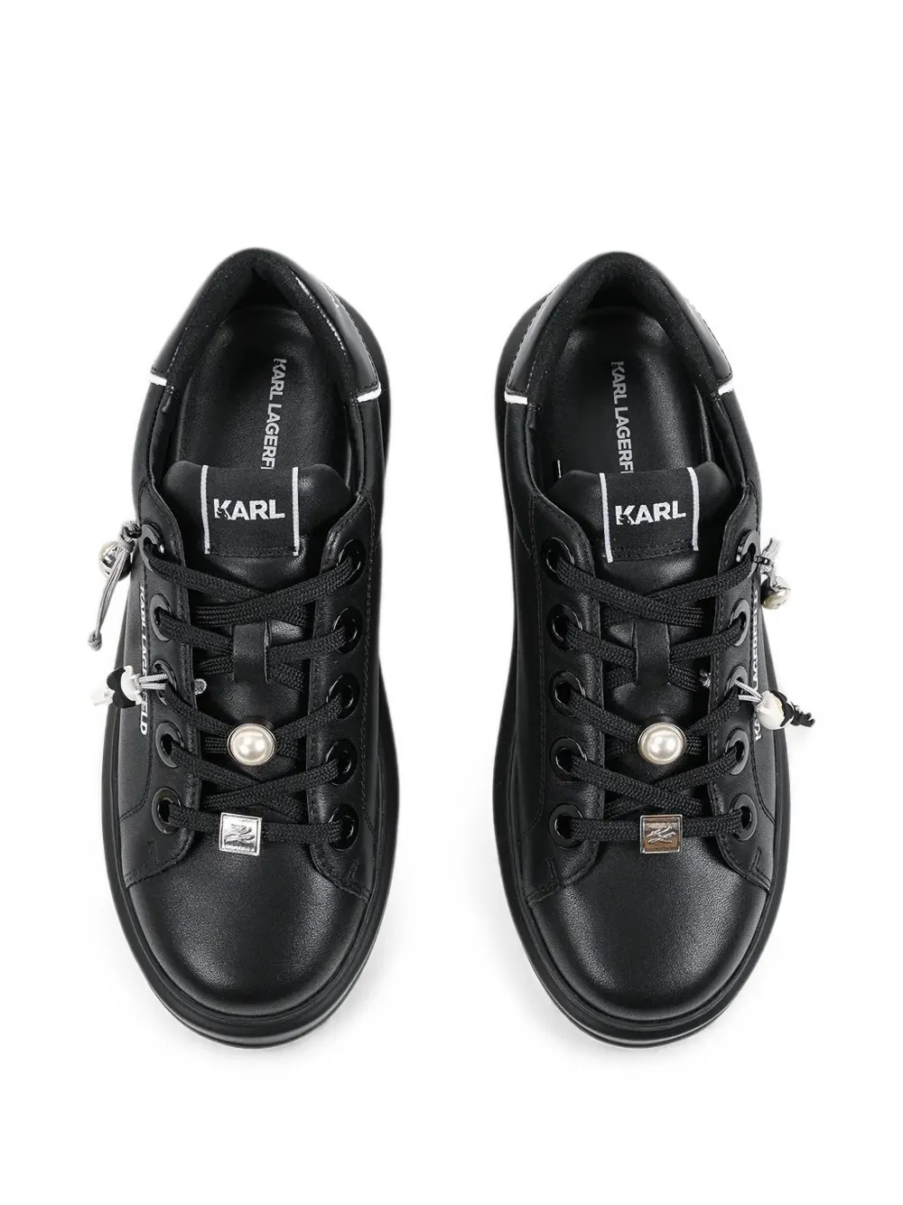 Karl Lagerfeld faux-pearl embellished sneakers Zwart