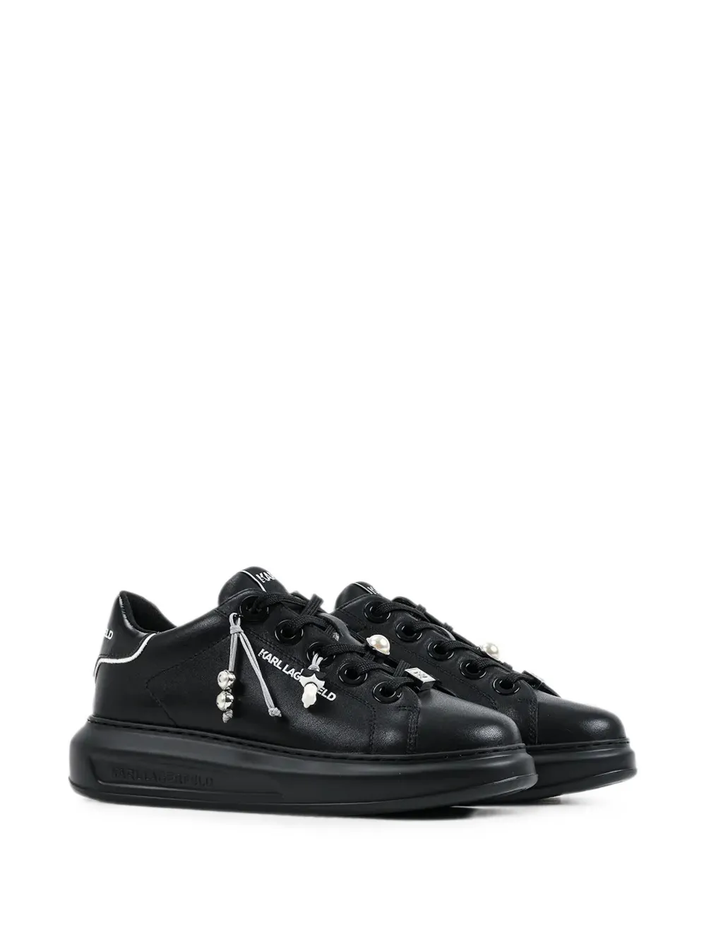 Karl Lagerfeld faux-pearl embellished sneakers Zwart