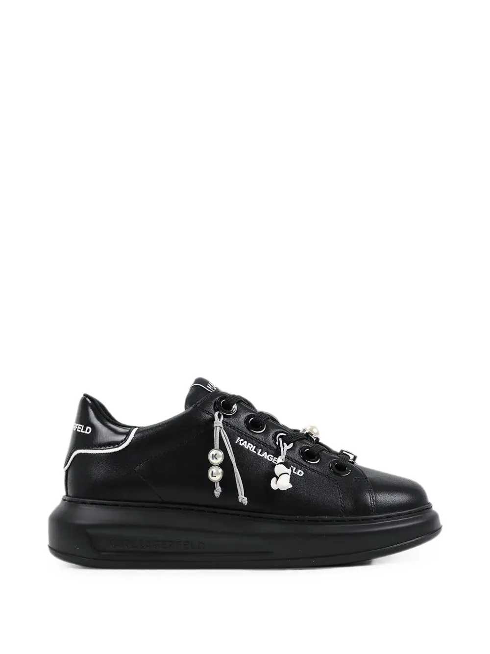 Karl Lagerfeld faux-pearl embellished sneakers Zwart