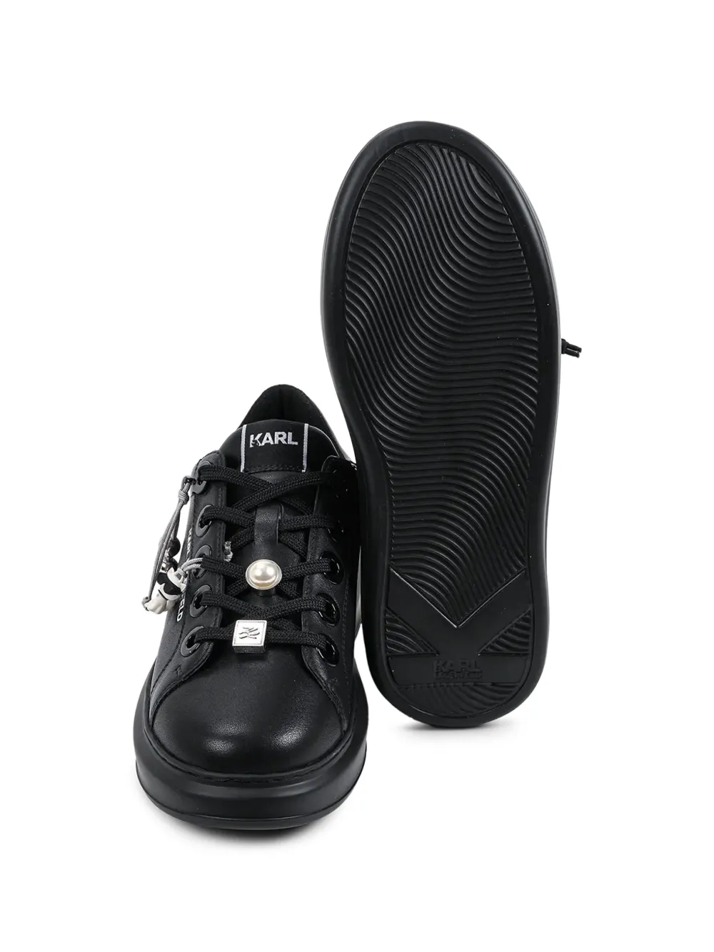 Karl Lagerfeld faux-pearl embellished sneakers Zwart