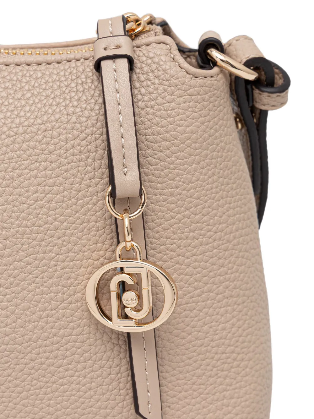 LIU JO Schoudertas met logo-bedel en kiezel-effect Beige