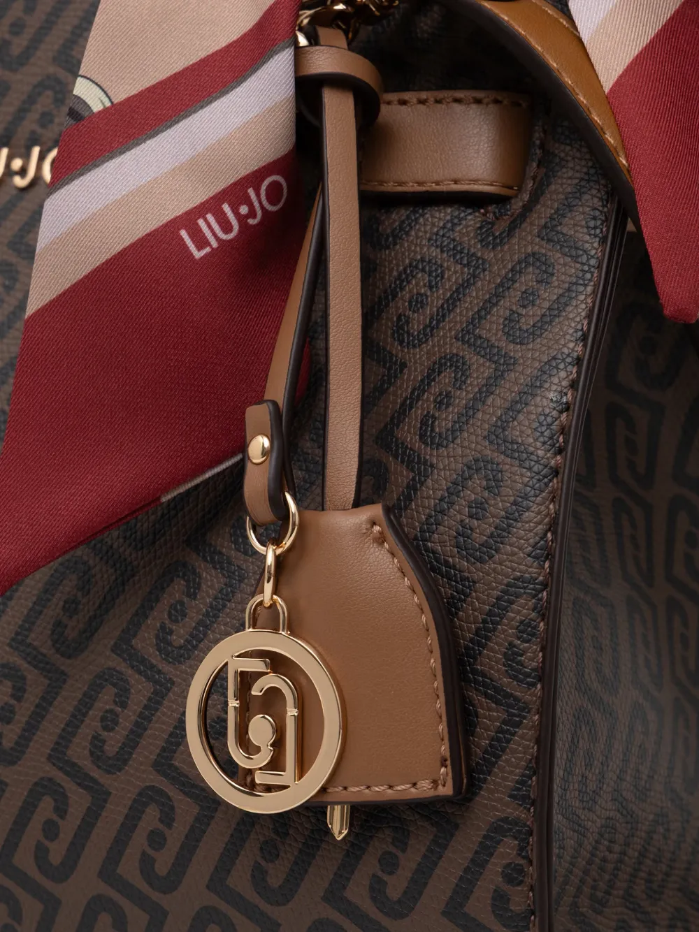 LIU JO monogram-pattern scarf-detail tote bag Bruin
