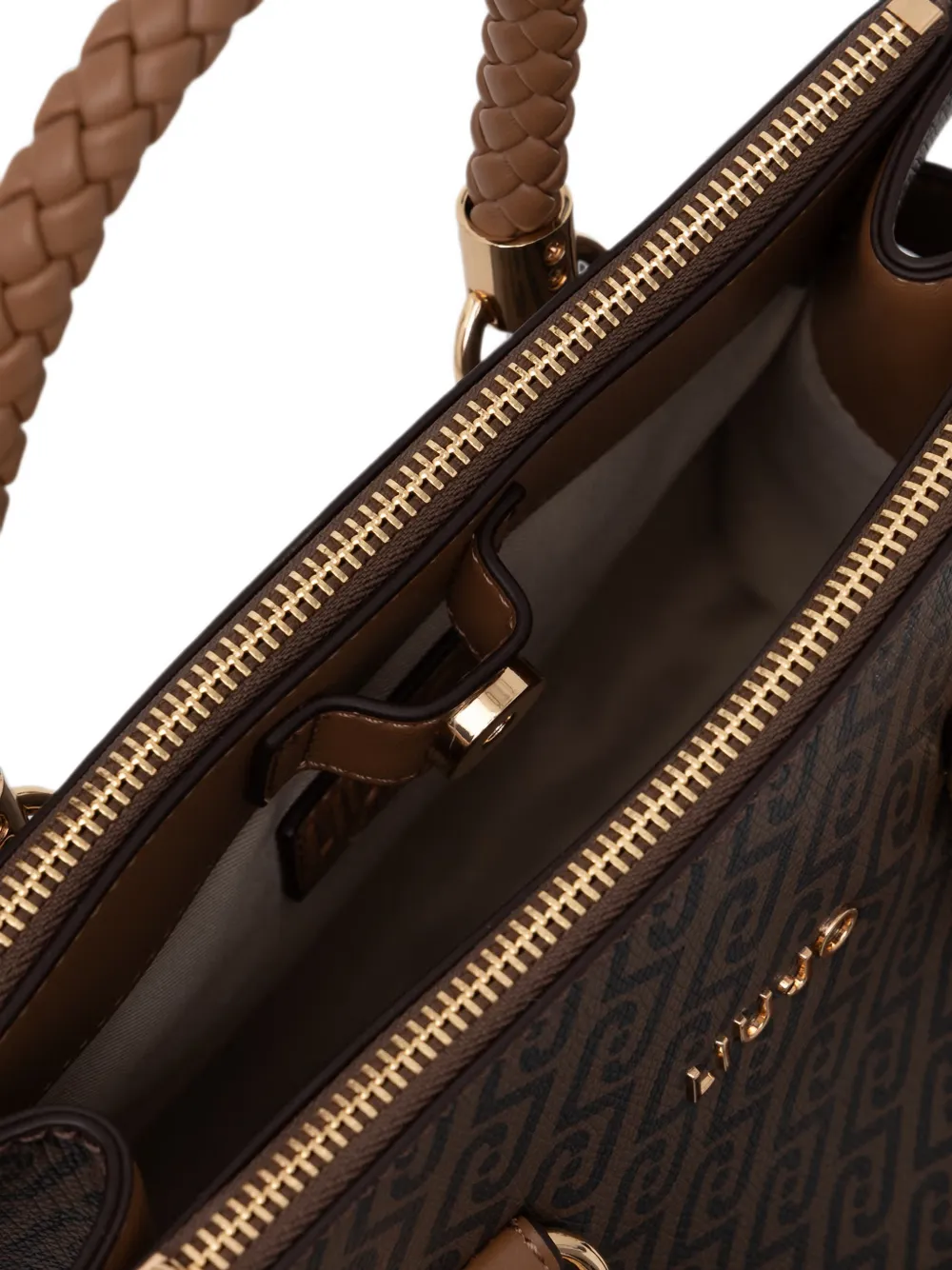 LIU JO monogram-pattern scarf-detail tote bag Bruin