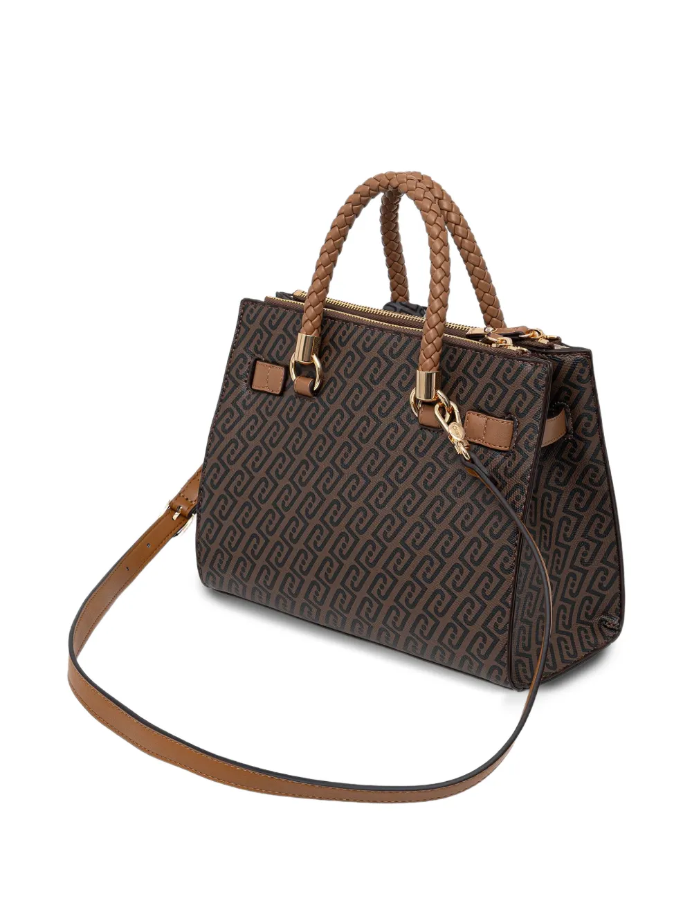 LIU JO monogram-pattern scarf-detail tote bag Bruin
