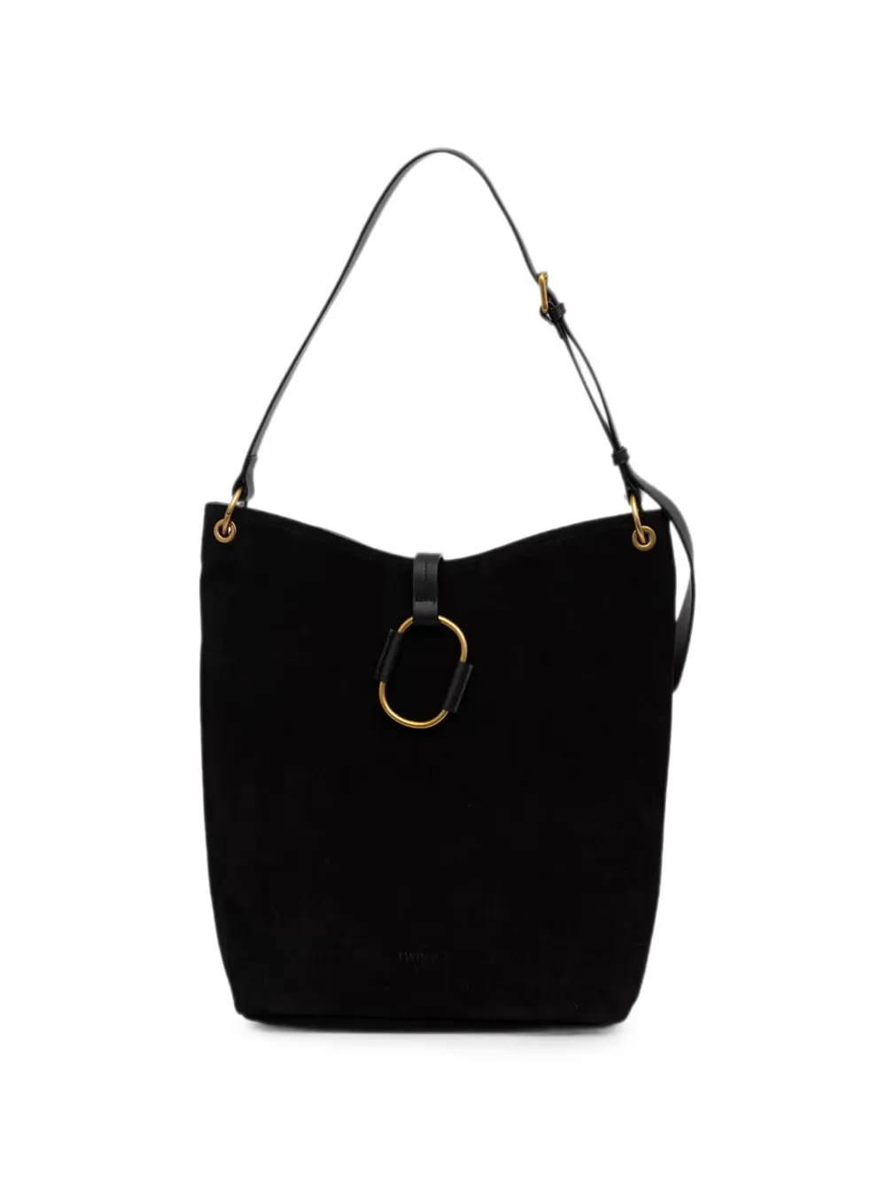 Twinset Suede Leather-trim Tote Bag In Black