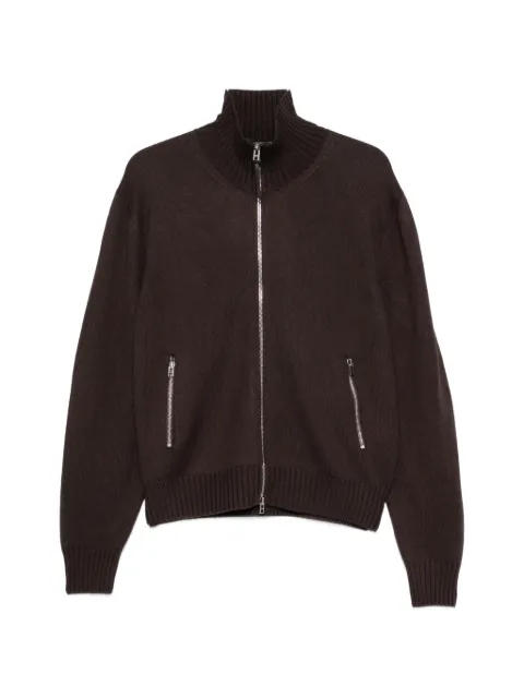 TOM FORD leather-patch zip-up cardigan