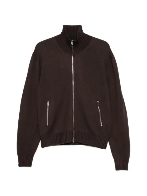 TOM FORD leather-patch zip-up cardigan