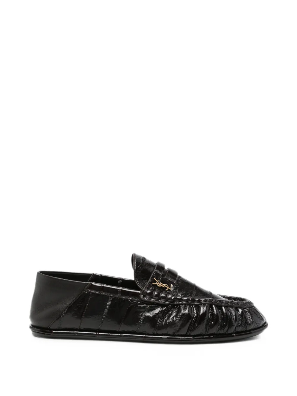 Saint Laurent crocodile-effect loafers - Marrone