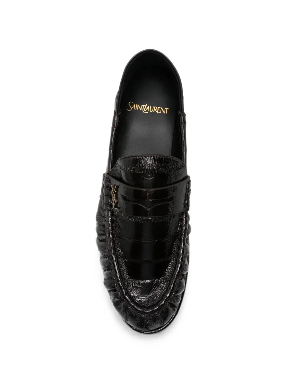 Saint Laurent crocodile-effect loafers Bruin