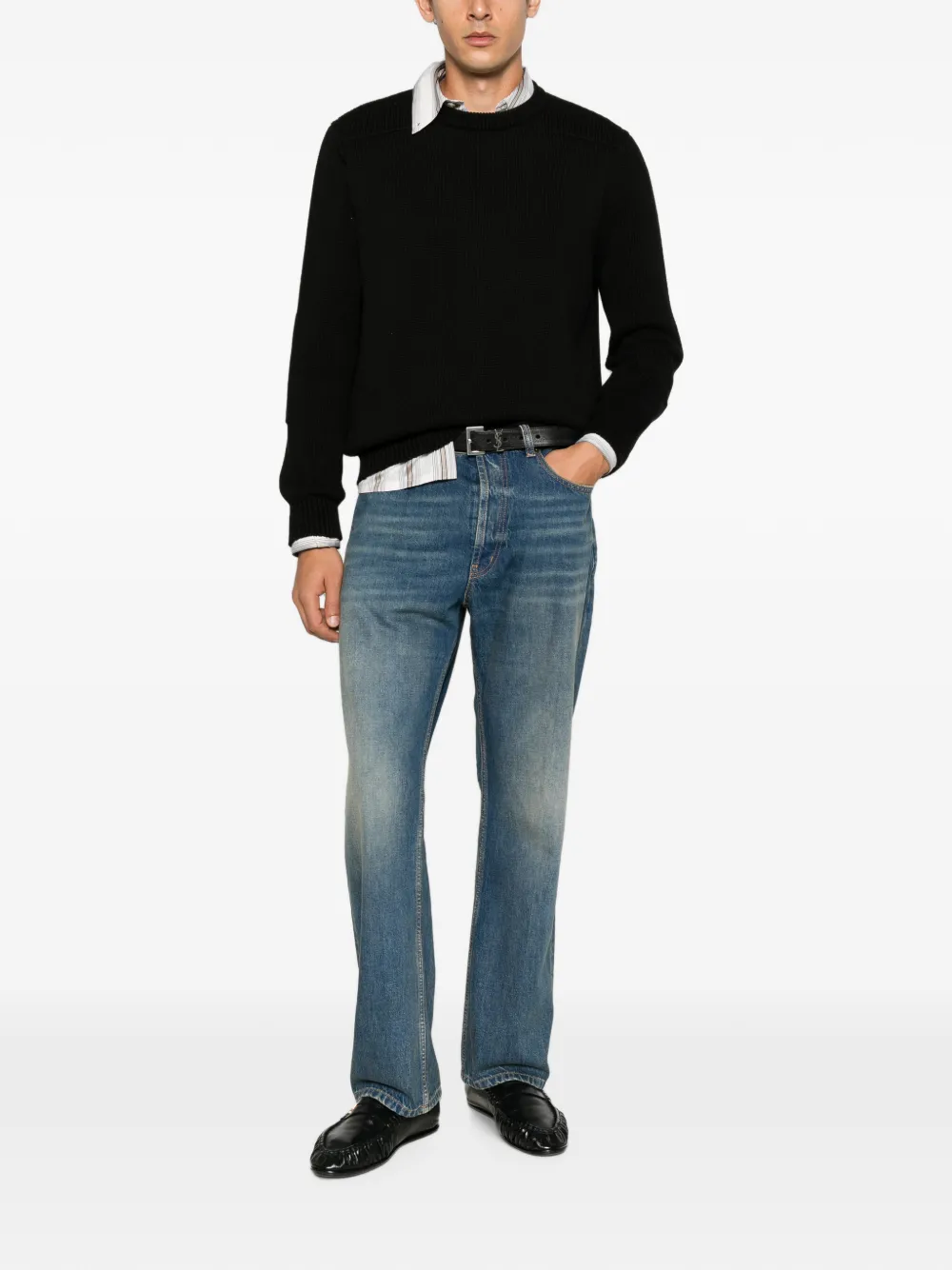 Saint Laurent Ribgebreide trui Zwart