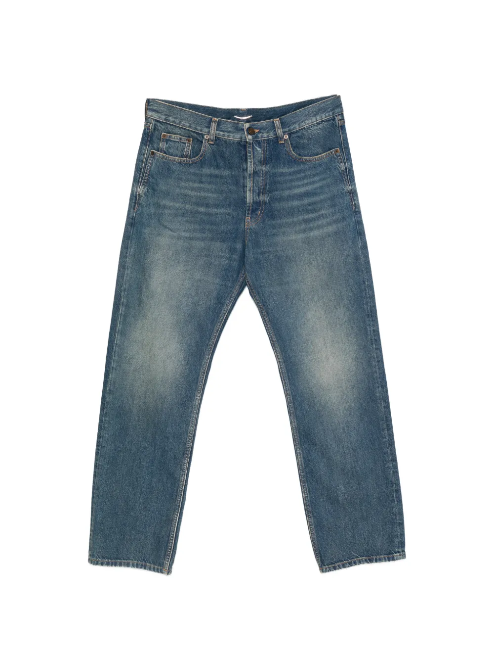 Saint Laurent belt-loop faded-effect jeans - Blau