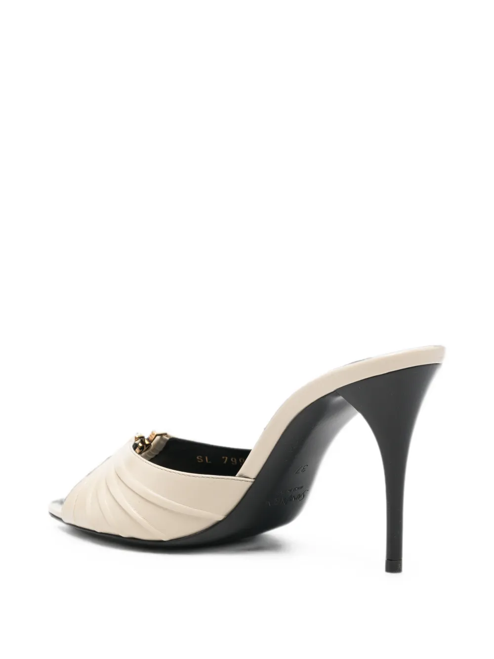 Saint Laurent Babylon ruched leather sandals Beige
