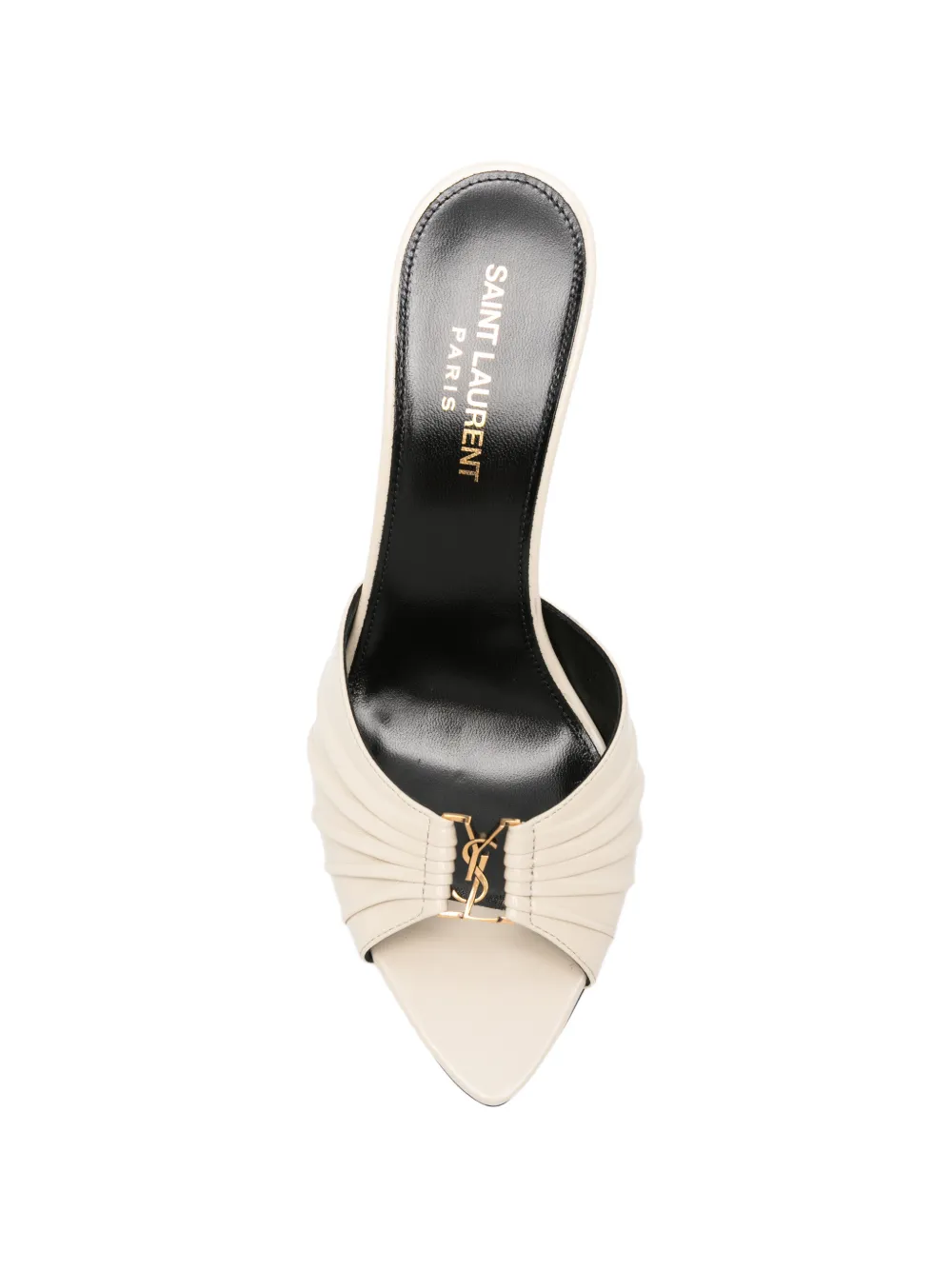 Saint Laurent Babylon ruched leather sandals Beige