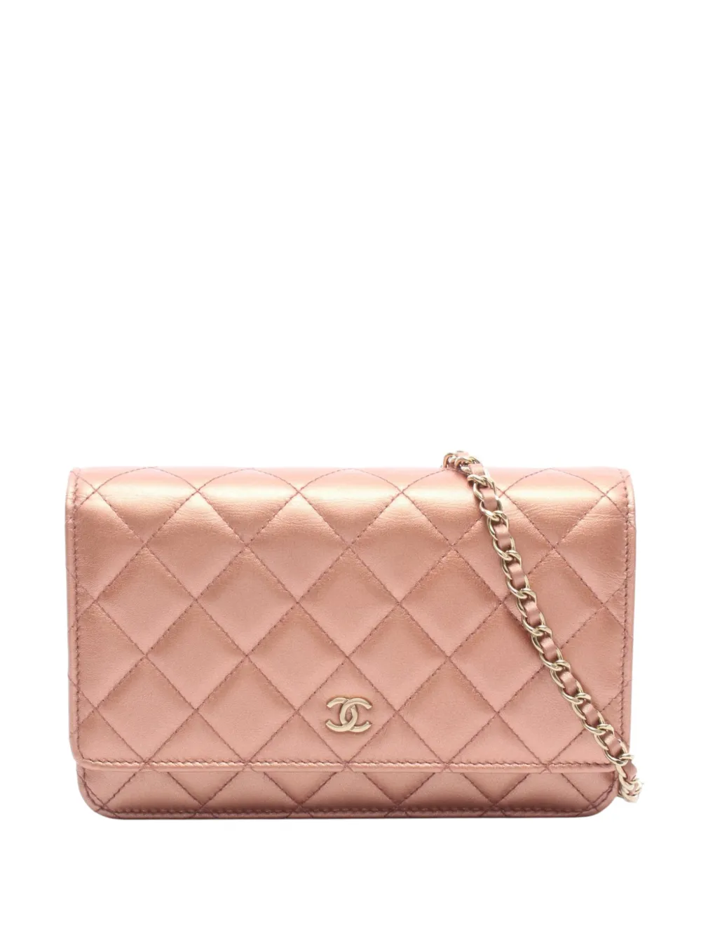 CHANEL Pre-Owned 2021-2026 CC Quilted Metallic Lambskin Wallet on Chain crossbody bag - Gold