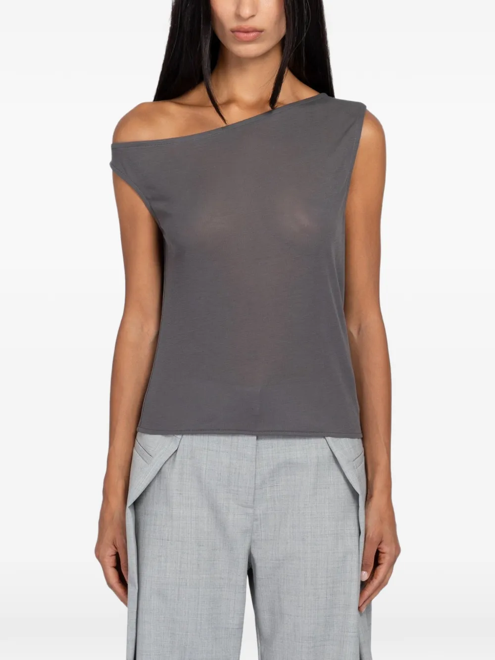 St. Agni asymmetrical fine-jersey top