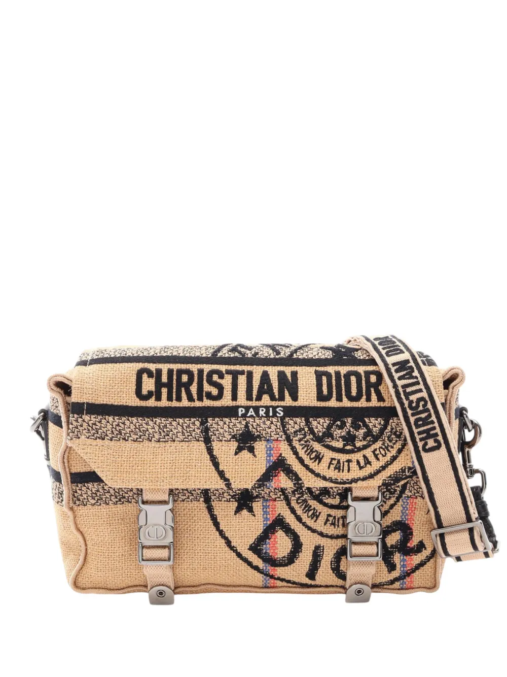Christian Dior Pre-Owned 2000-2026 Jute Embroidered Diorcamp Messenger Bag crossbody bag - Neutrals