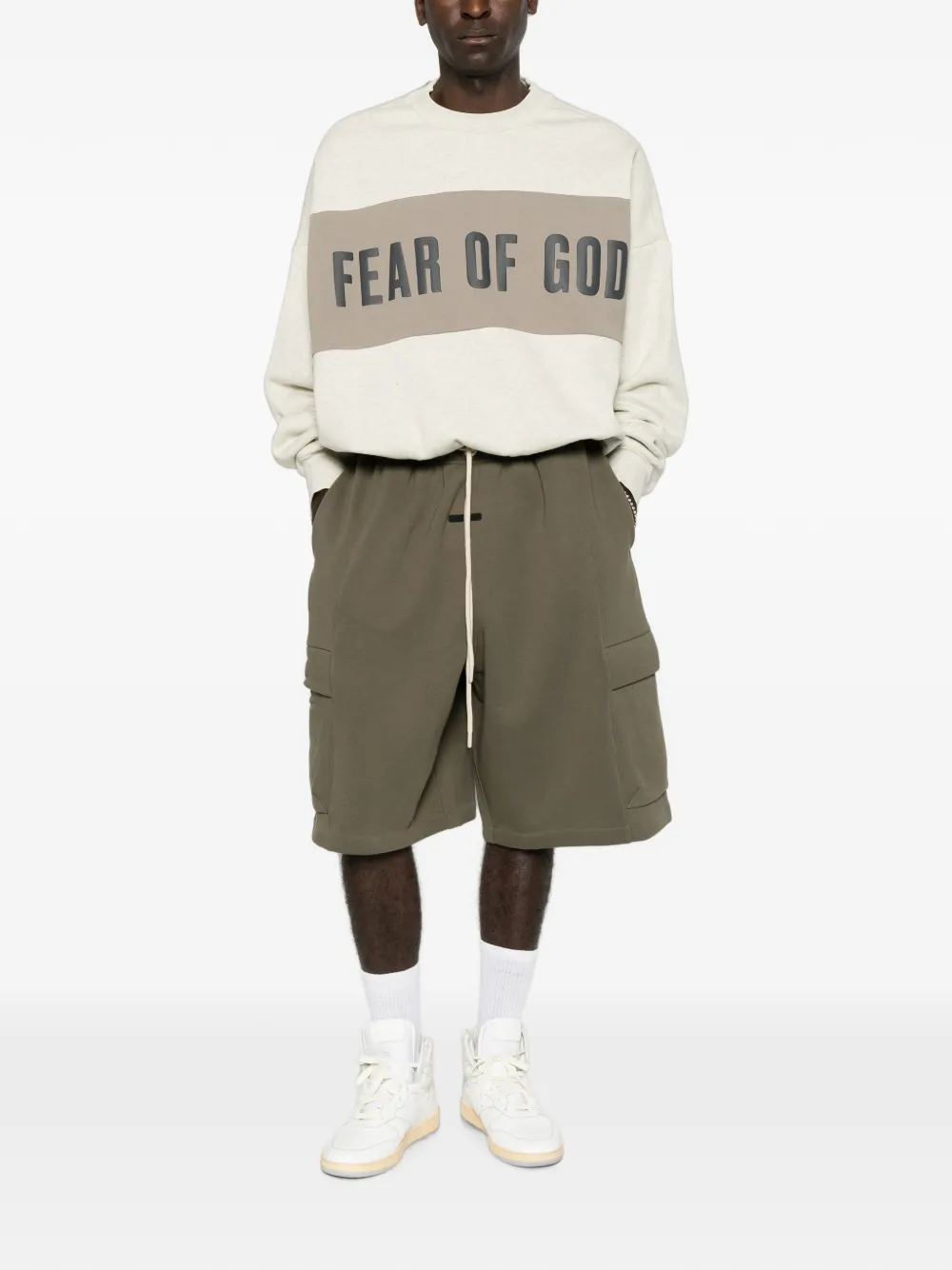 Essentials Logo-print Panelled Sweater In Green