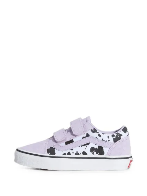 Vans Kids Old Skool V cow-print touch-strap sneakers
