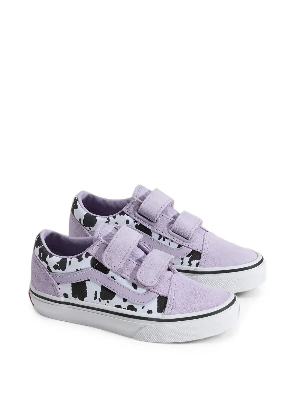 Vans Kids Old Skool V cow-print touch-strap sneakers Paars