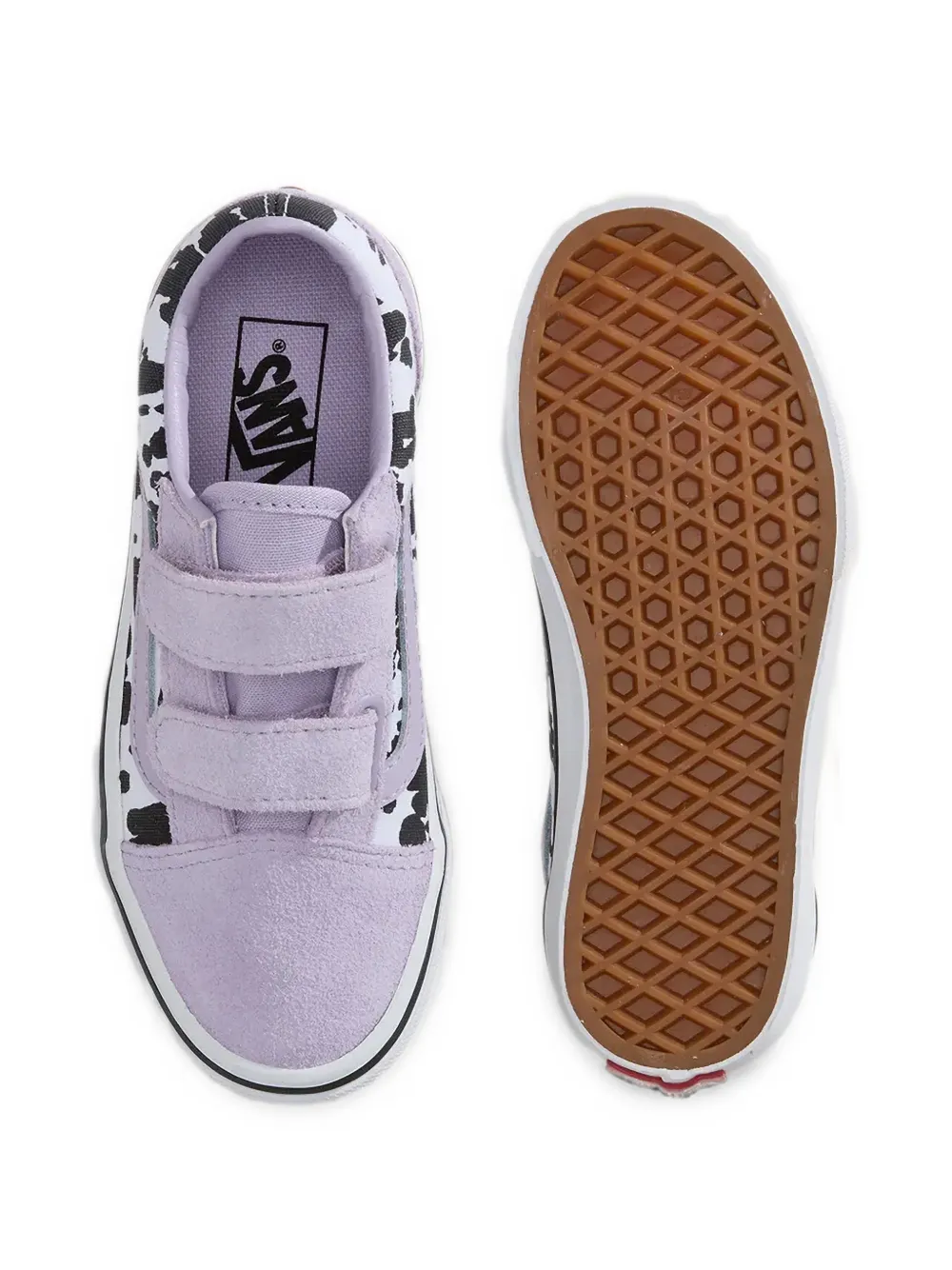 Vans Kids Old Skool V cow-print touch-strap sneakers Paars