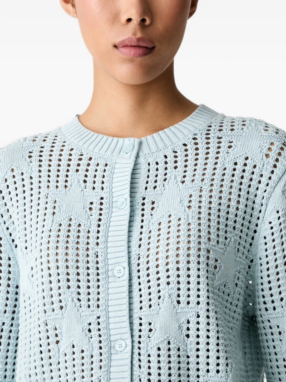 Vans star-intarsia pointelle-knit cardigan Blauw