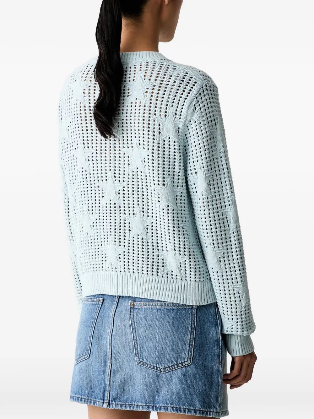 Vans star-intarsia pointelle-knit cardigan Blauw