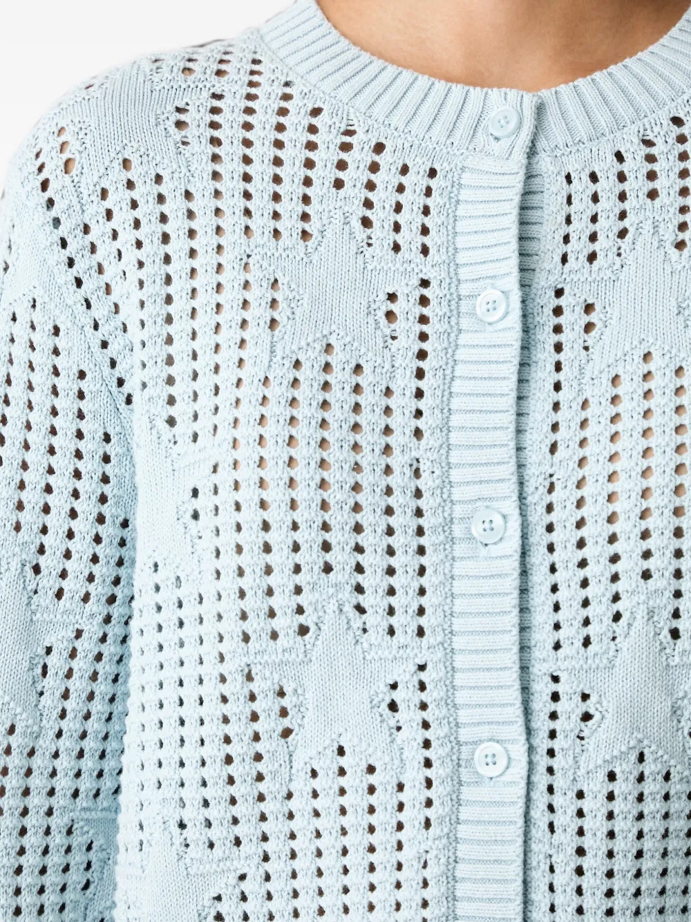 Vans star-intarsia pointelle-knit cardigan Blauw