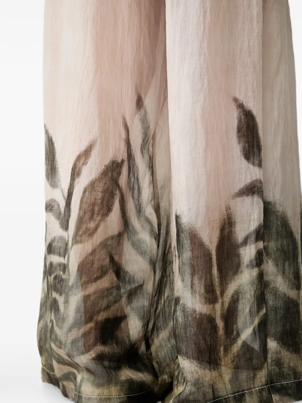 VICOLO Palazzo broek met bladerprint Beige