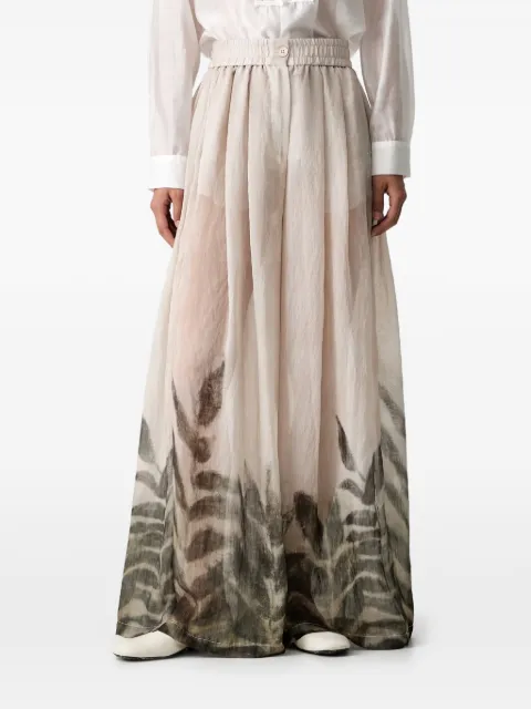 VICOLO pantalones palazzo con hojas estampadas