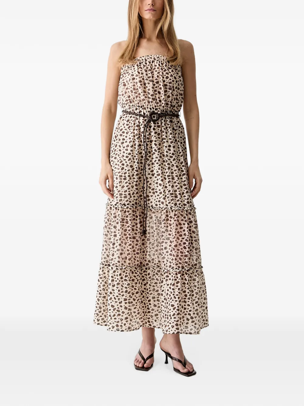 Vicolo Animal-print Midi Dress In Neutrals