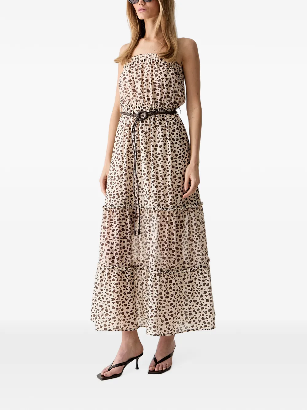 VICOLO Midi-jurk met dierenprint Beige