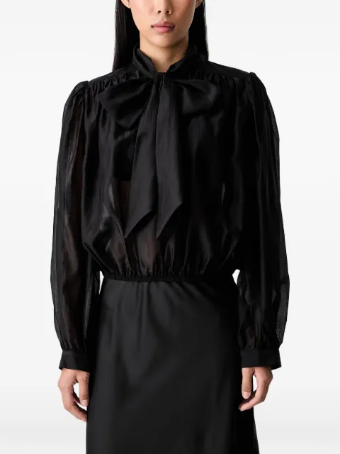 VICOLO pussy-bow sheer-finish blouse