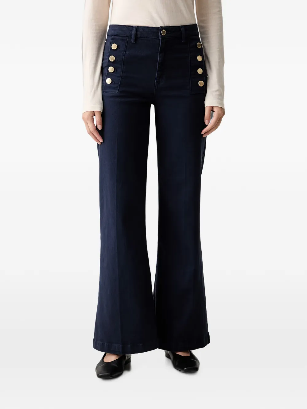 Vicolo Button-detail Flared Jeans In Blue