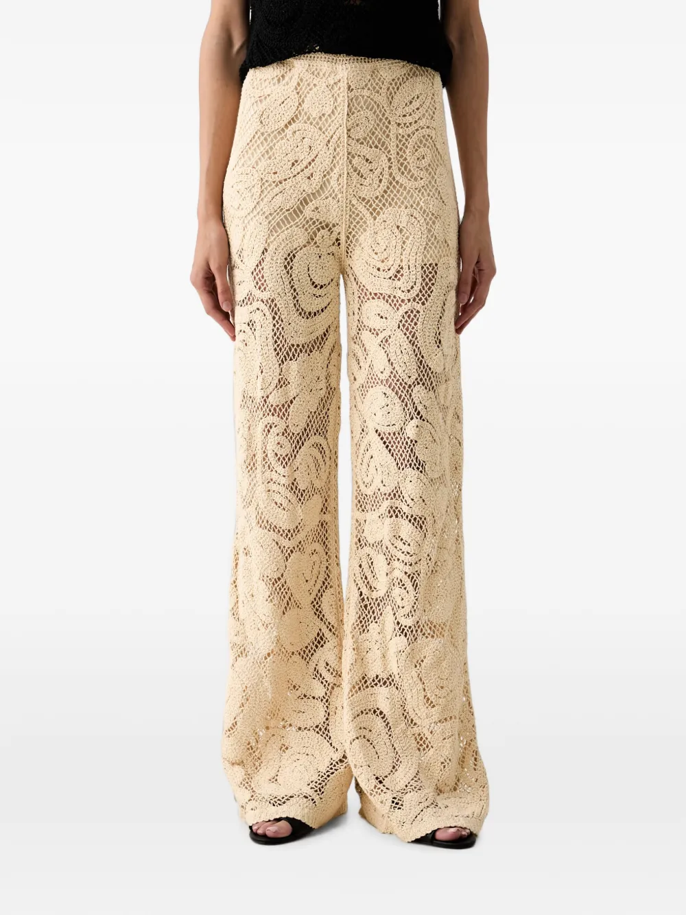 Benetton crochet-knit wide-leg trousers - Toni neutri