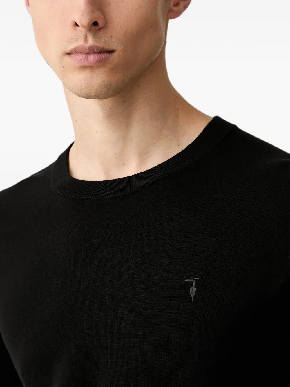 Trussardi Trui met geborduurd logo en ronde hals Zwart