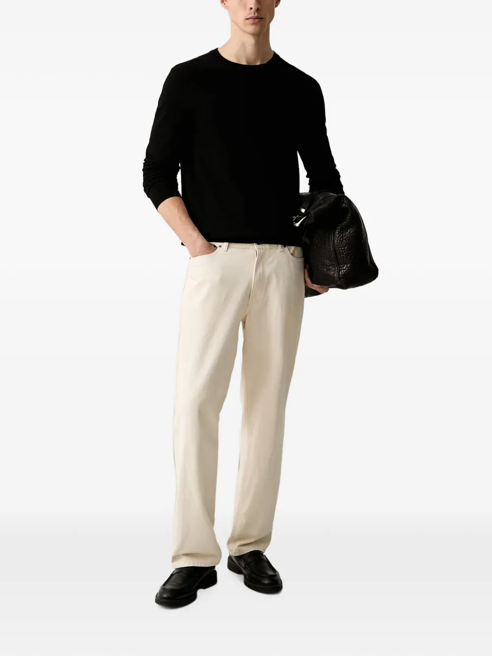 Trussardi Trui met geborduurd logo en ronde hals Zwart