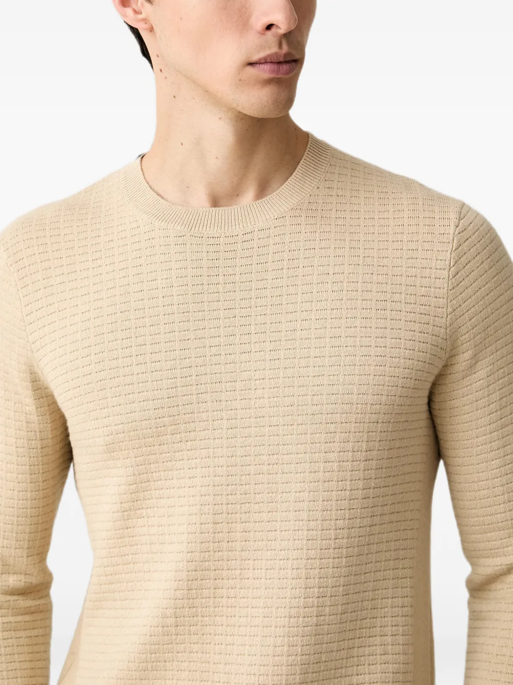 Trussardi textured-knit crew-neck sweater Beige